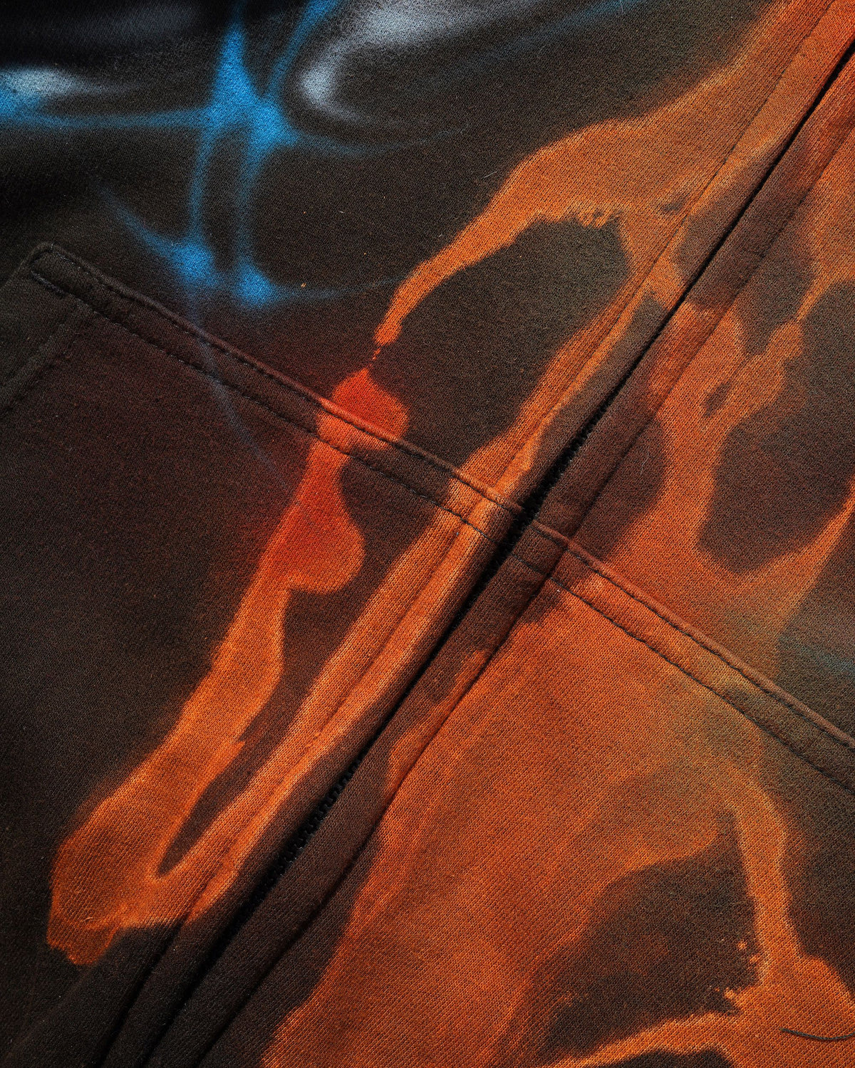 1 Of 1 Bleached / Airbrushed Zip-Thru Pullover Hood, Black