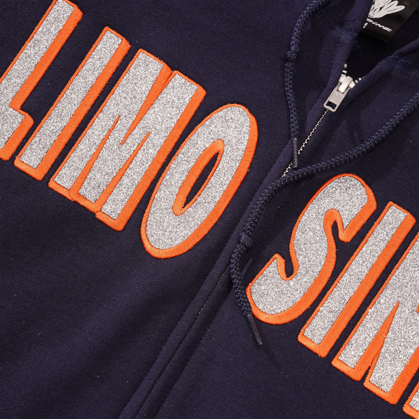 Limosine Limosine Sparkle Zip Pullover, Navy