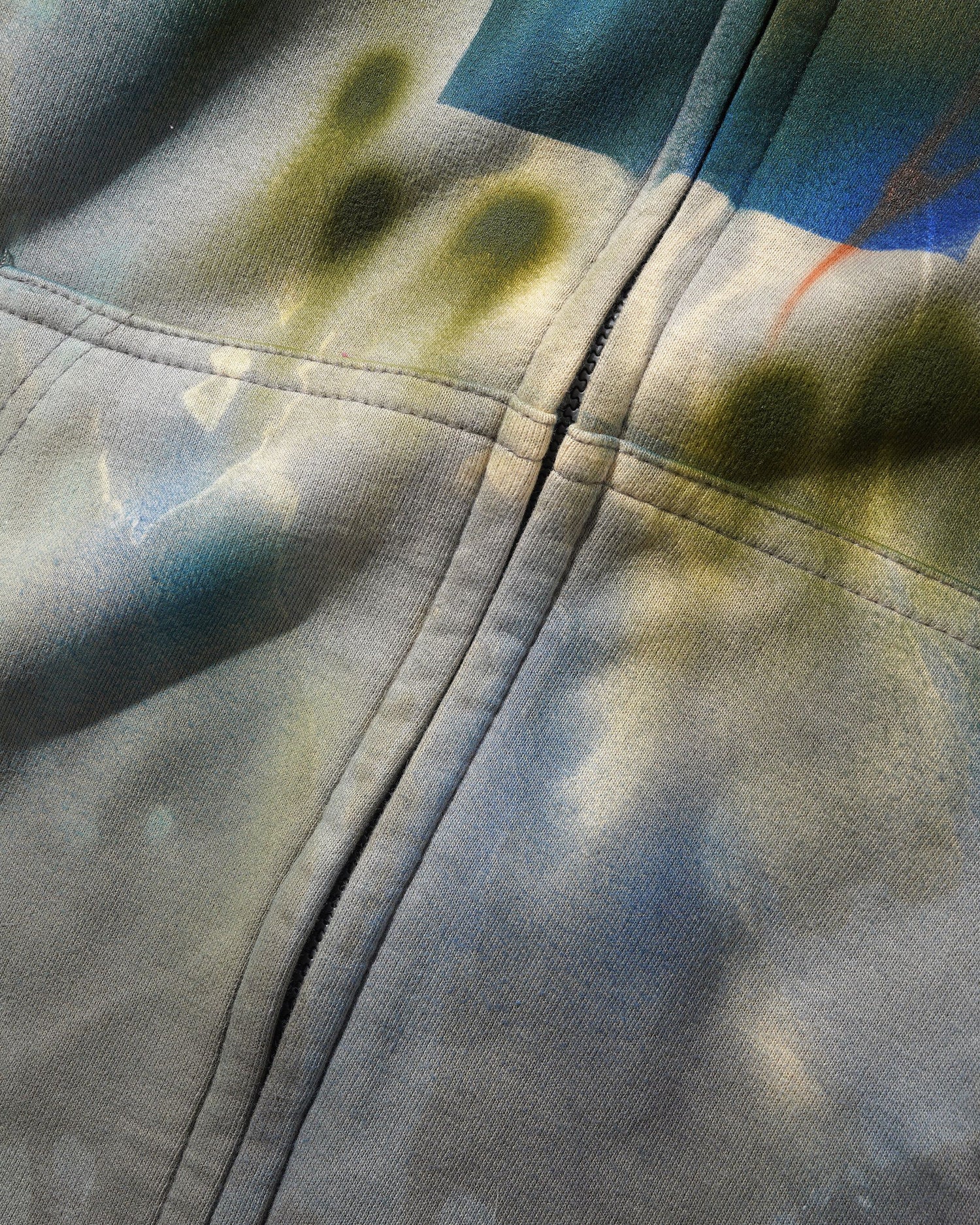 1 Of 1 Bleached / Airbrushed Zip-Thru Pullover Hood, Grey