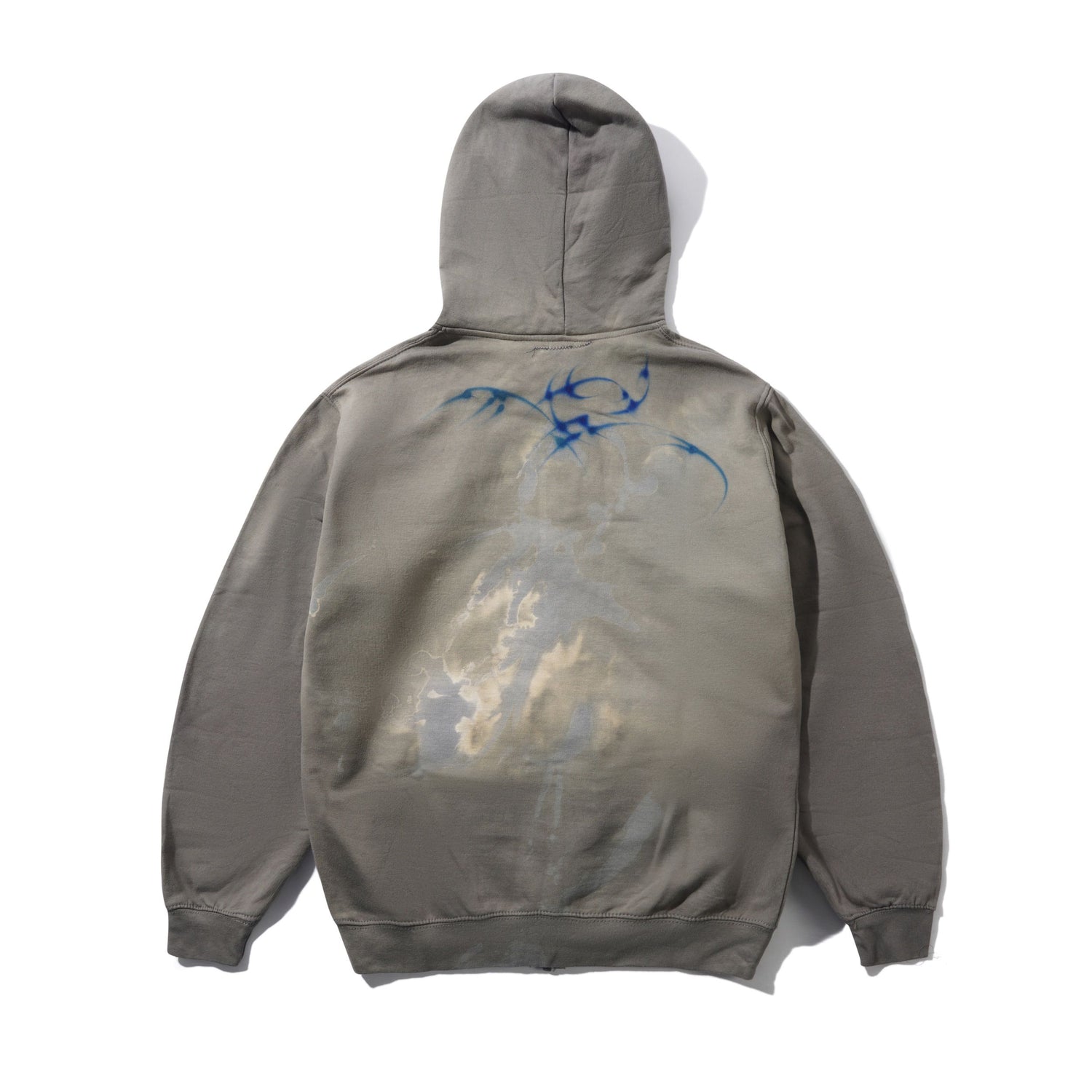 1 Of 1 Bleached / Airbrushed Zip-Thru Pullover Hood, Grey