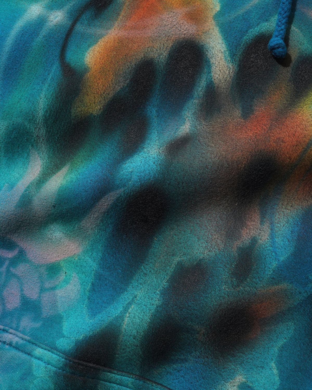 1 Of 1 Bleached / Airbrushed Pullover Hood, Turquoise