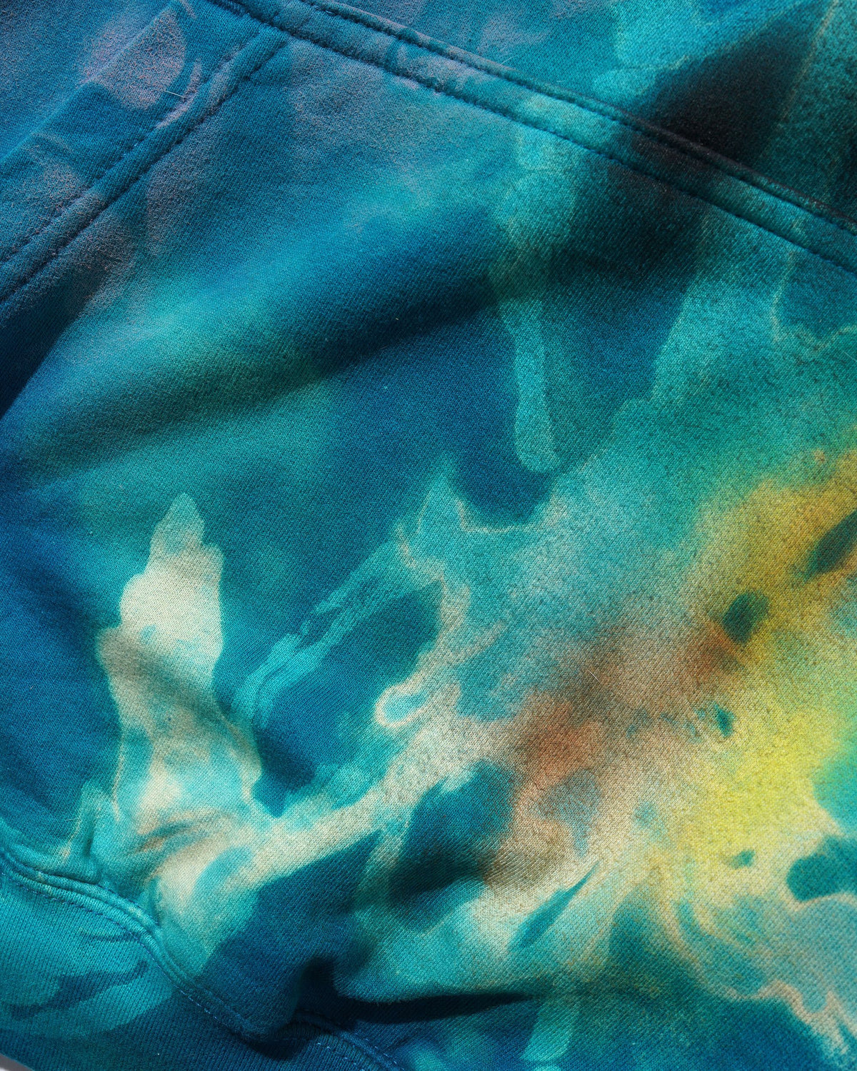 1 Of 1 Bleached / Airbrushed Pullover Hood, Turquoise