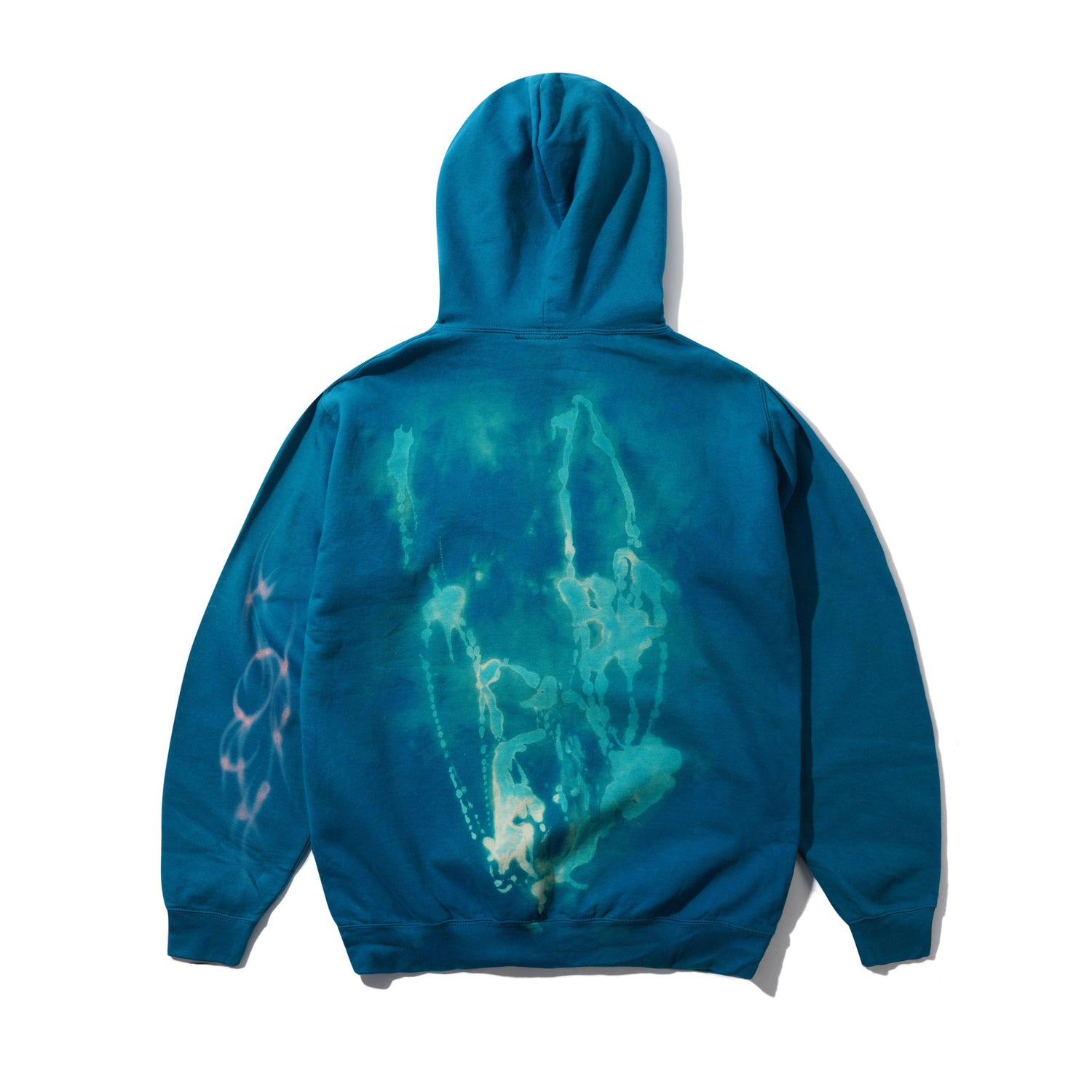 1 Of 1 Bleached / Airbrushed Pullover Hood, Turquoise