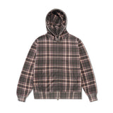 Plaid Full Zip Pullover Hood, Brown