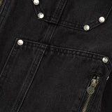 Denim Zip Up Jacket, Black
