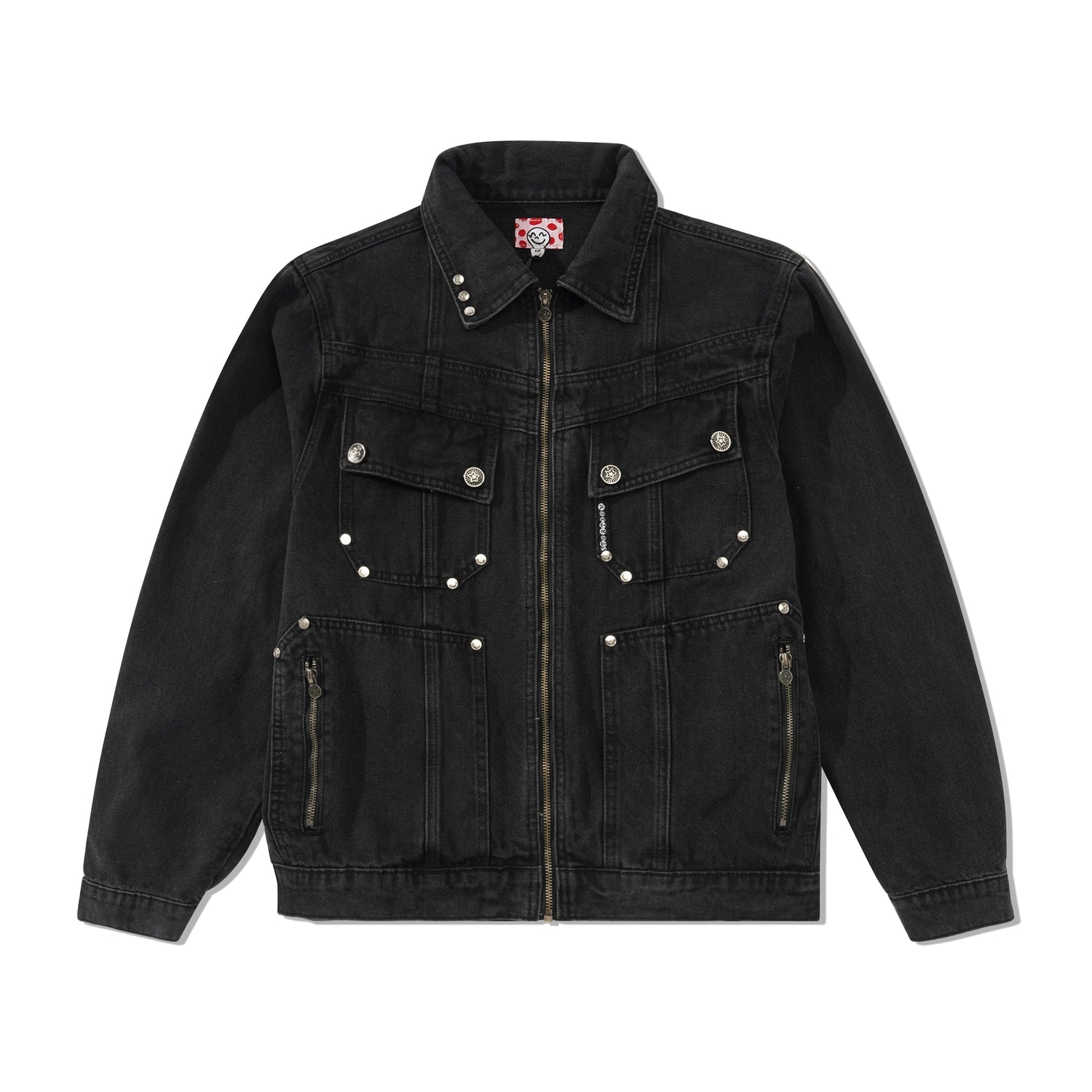 Denim Zip Up Jacket, Black