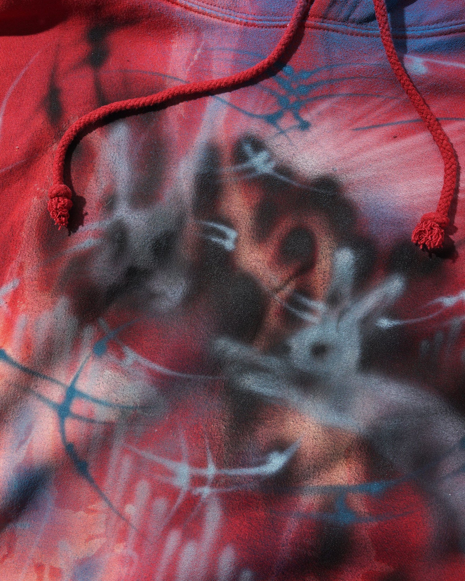 1 Of 1 Bleached / Airbrushed Pullover Hood, Red