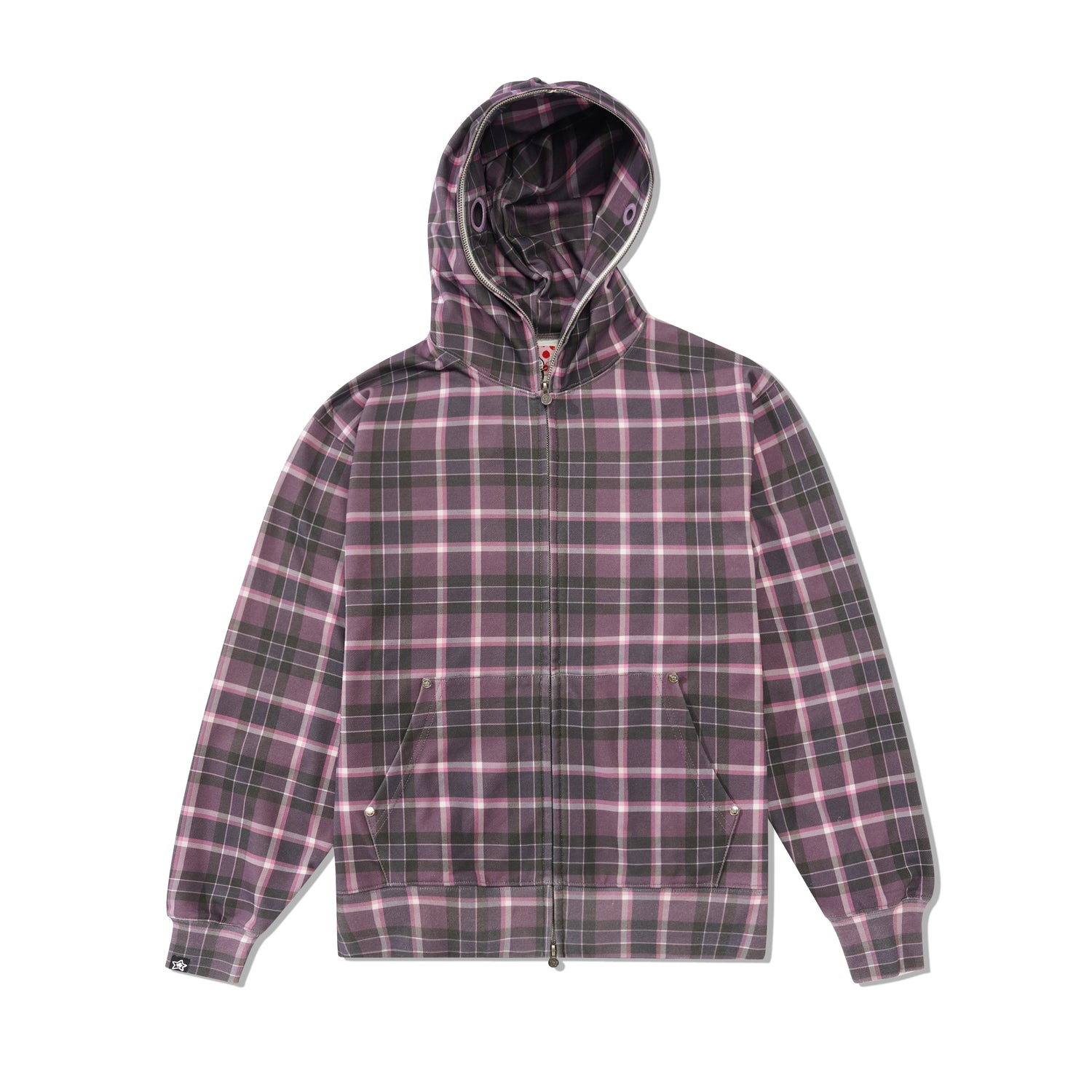 Plaid Full Zip Pullover Hood, Purple