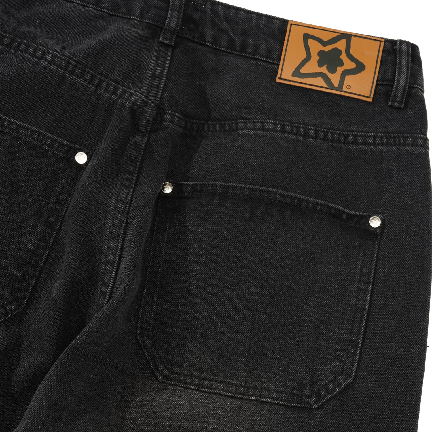 Double Knee Star Jeans, Black