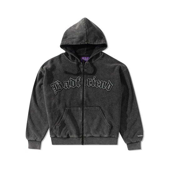 Waffle Knit Zip-Thru, Off Black