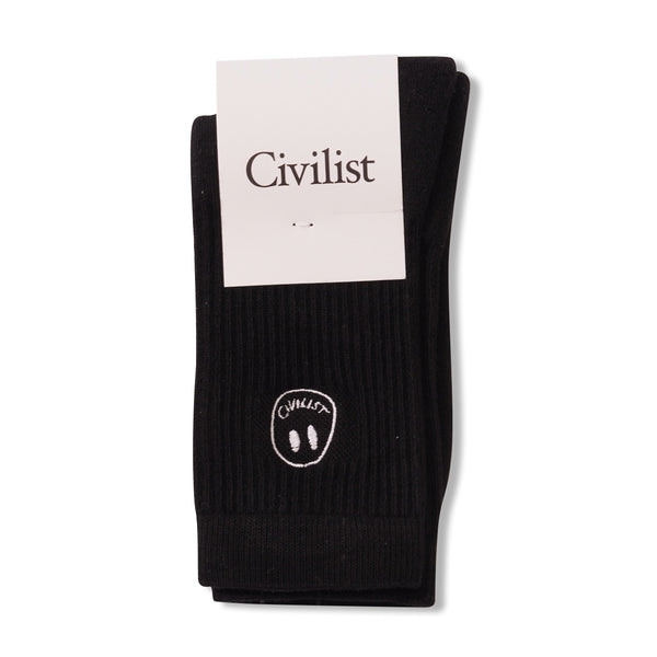 Civilist Mono Smile Socks, Black