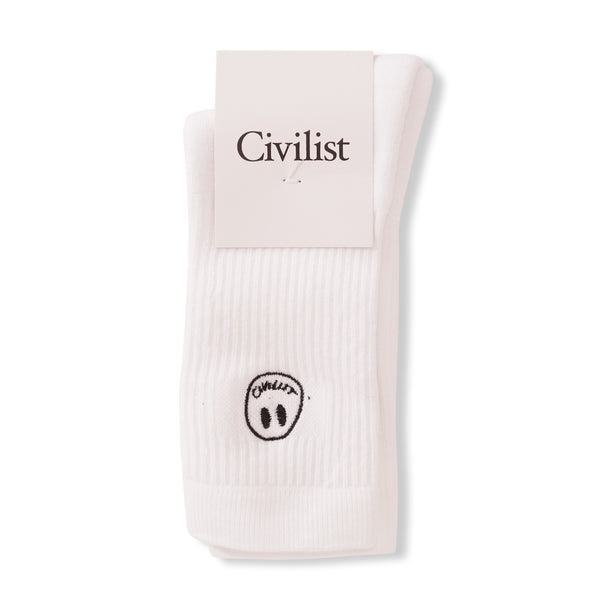 Civilist Mono Smile Socks, White