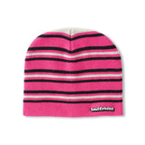 Bar Logo Striped Beanie, Pink / Black