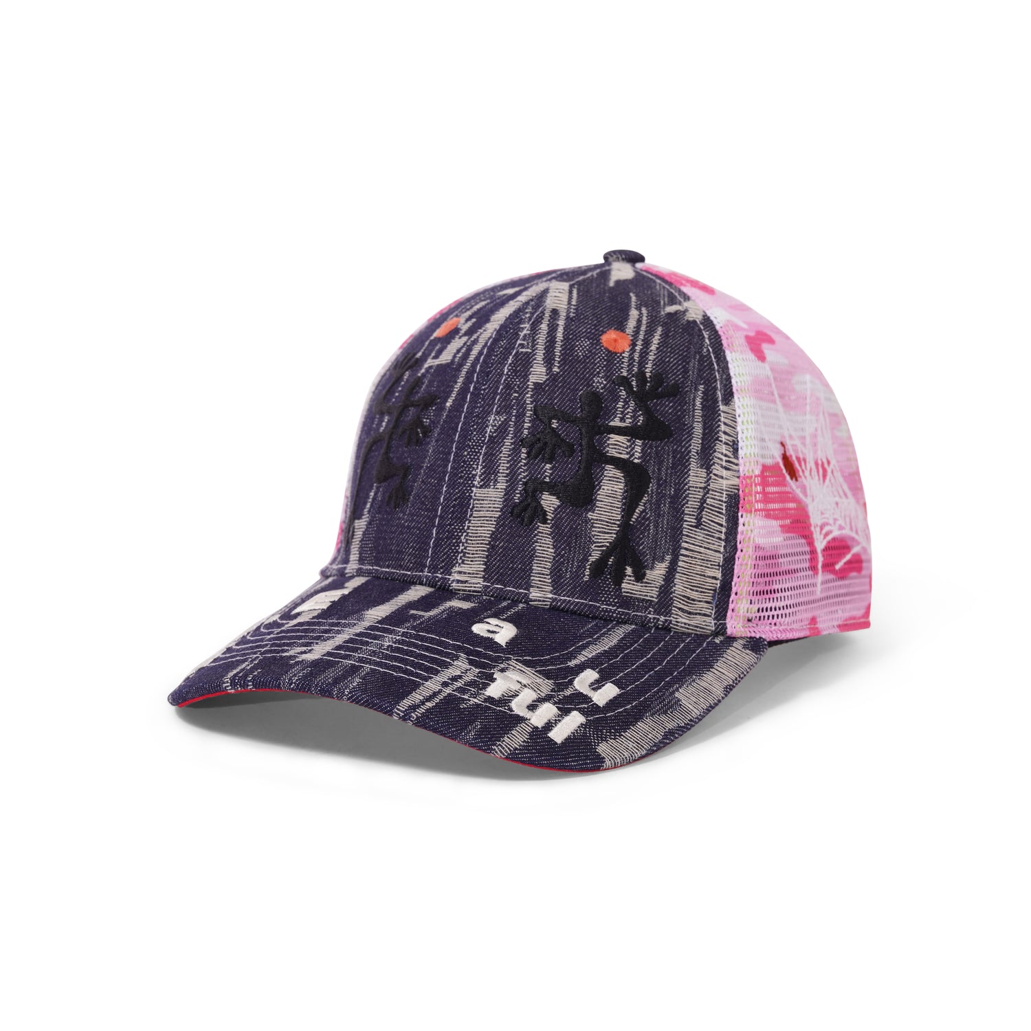 Biyu Trucker Hat, Black Denim Camo / Pink Camo