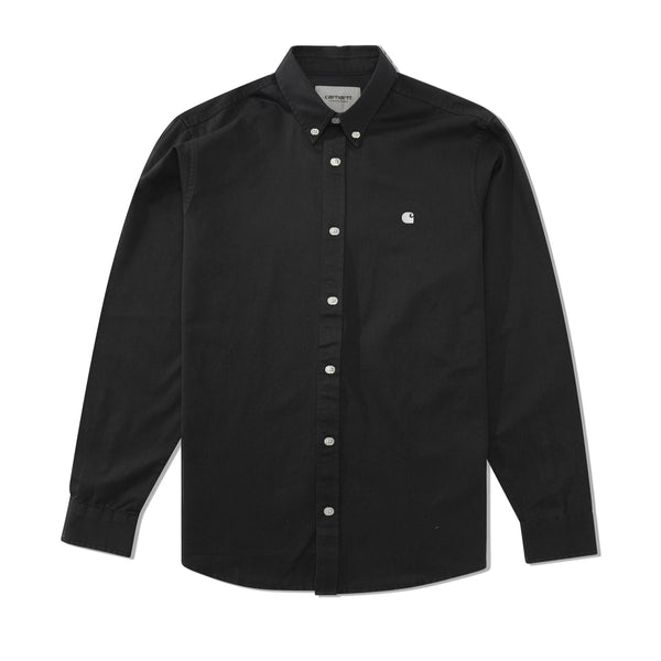 Carhartt WIP Madison L/S Shirt, Charcoal / White