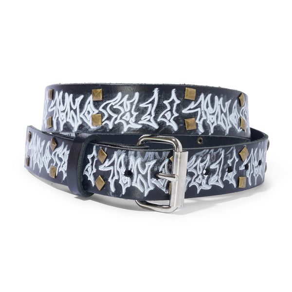 Personal Stud Leather Belt, Black