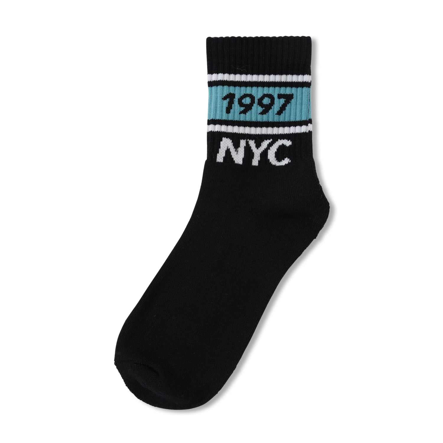 Track Half Crew Socks, Black / Teal