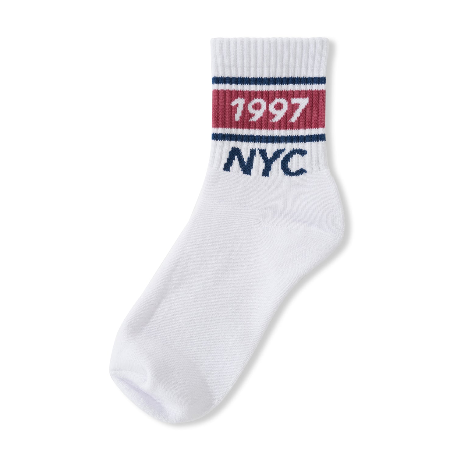 Track Half Crew Socks, White / Berry