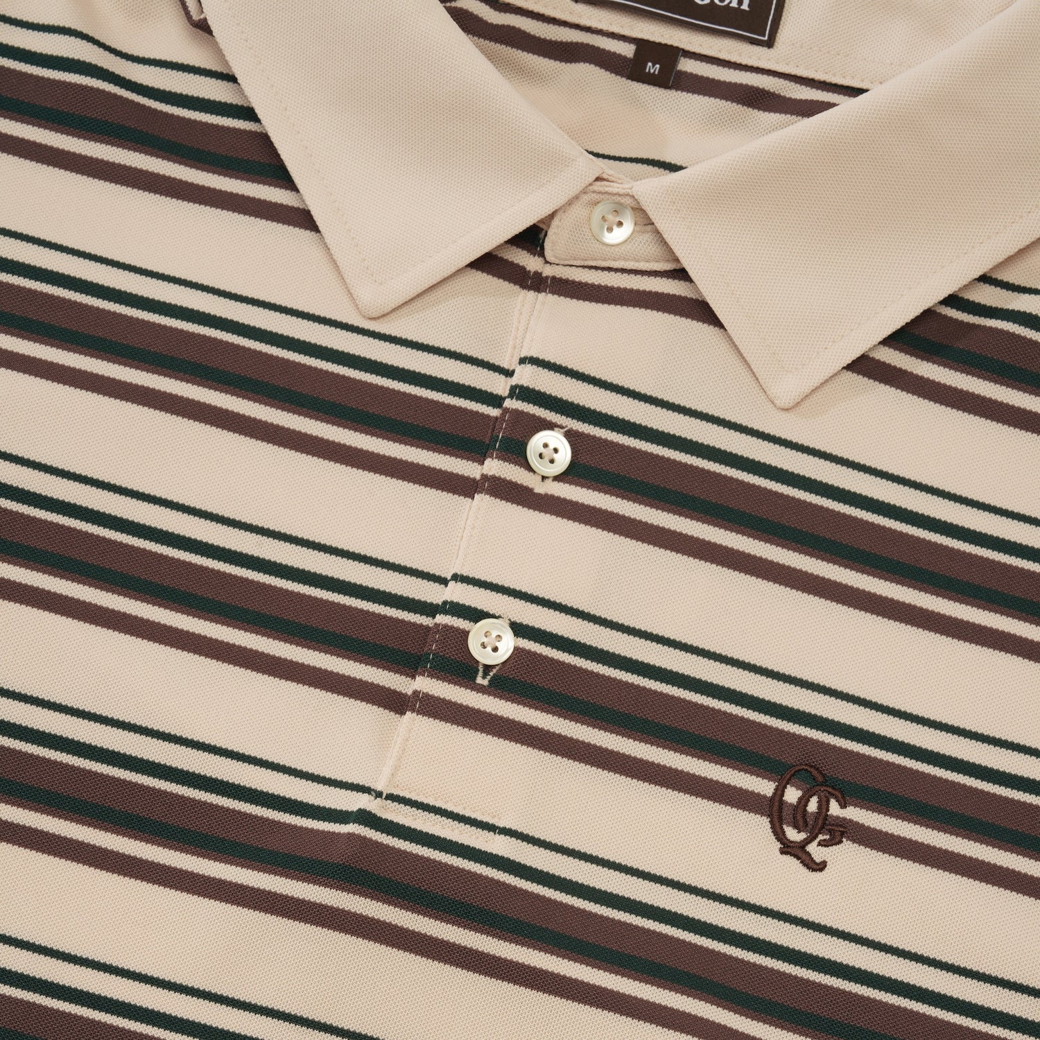 Monogram Striped Polo, Brown