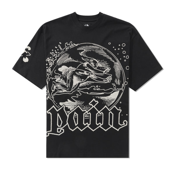The Trilogy Tapes Man In Bubble With Pain Tee, Black