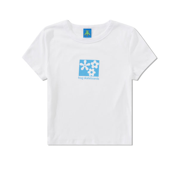 Frog Skateboards Flower Baby Cropped Tee, White