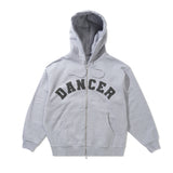 Varsity Zip-Thru Pullover Hood, Heather Grey