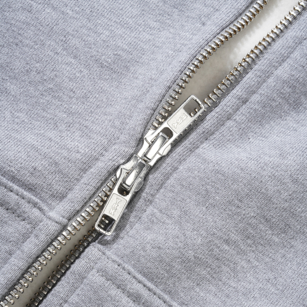 Varsity Zip-Thru Pullover Hood, Heather Grey