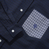 Split Checked Shirt, Navy