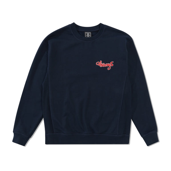 Always Do What You Should Do Zach Logo Embroidered Crewneck, Navy