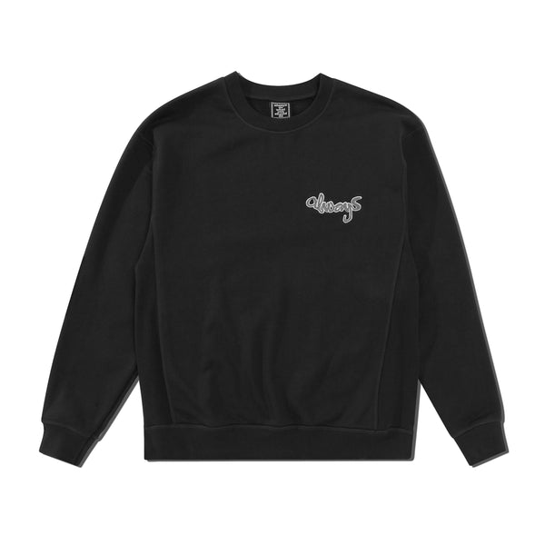 Always Do What You Should Do Zach Logo Embroidered Crewneck, Black