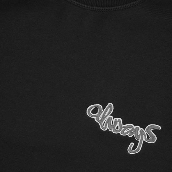 Always Do What You Should Do Zach Logo Embroidered Crewneck, Black