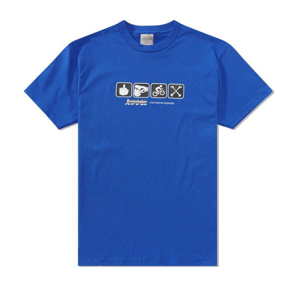 BoneshakerMTB International Language Tee, Blue
