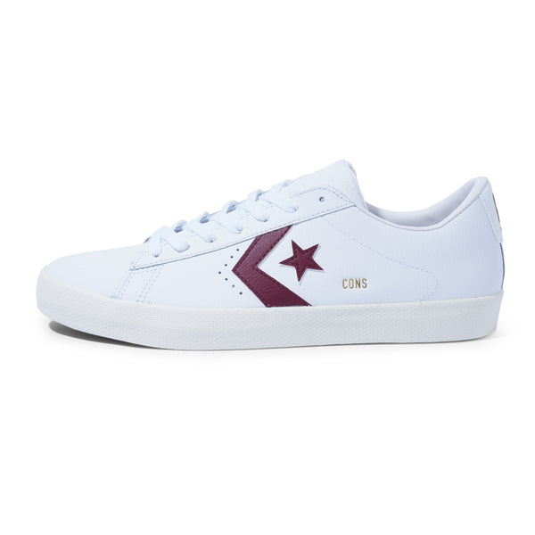Converse Vulc Pro Low, White / Deep Bordeaux / Egret
