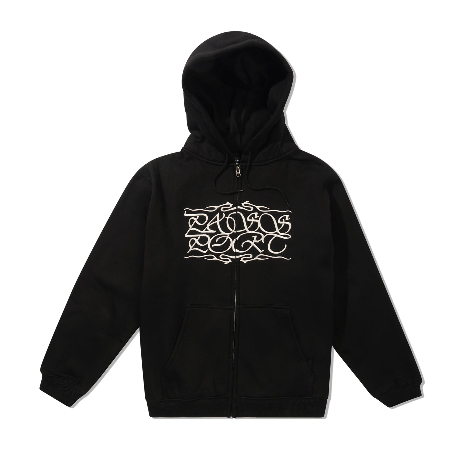 Calligraphy Zip Hood, Black