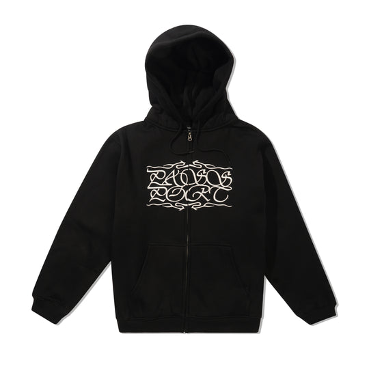 Calligraphy Zip Hood, Black