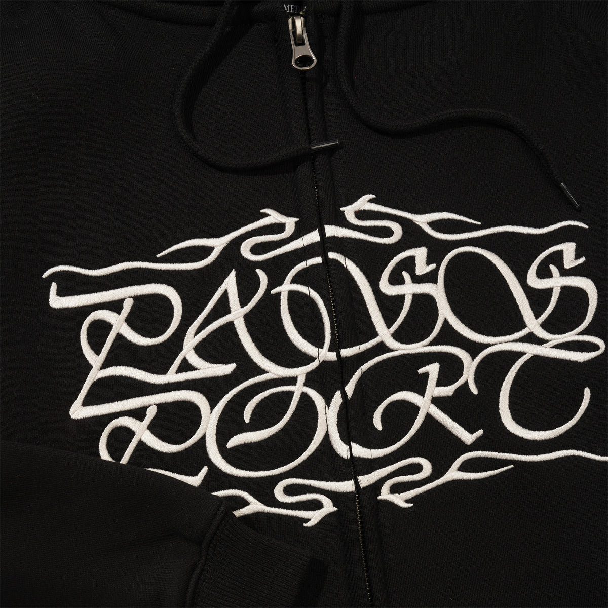 Calligraphy Zip Hood, Black