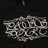 Calligraphy Zip Hood, Black
