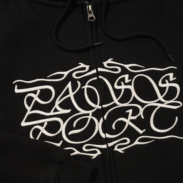 Pass~Port Calligraphy Zip Hood, Black