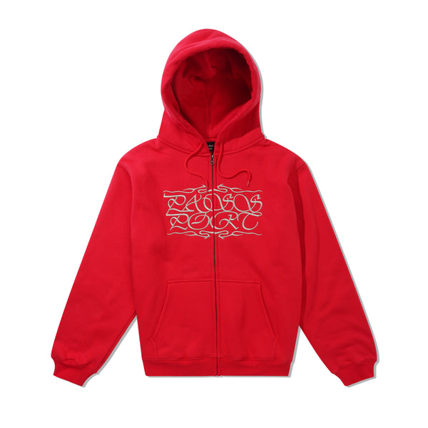 Pass~Port Calligraphy Zip Hood, Red