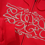 Calligraphy Zip Hood, Red