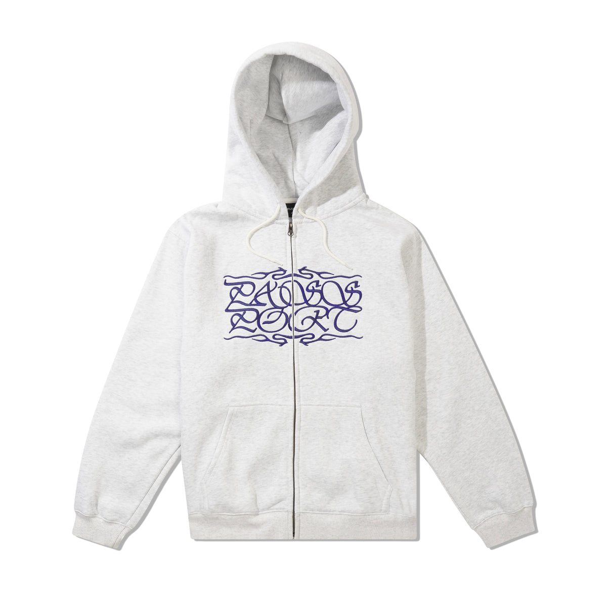 Calligraphy Zip Hood, White Marle