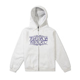 Calligraphy Zip Hood, White Marle