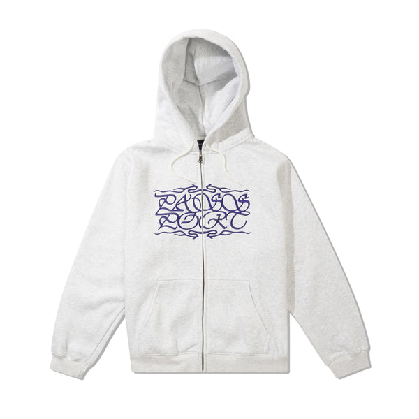 Pass~Port Calligraphy Zip Hood, White Marle
