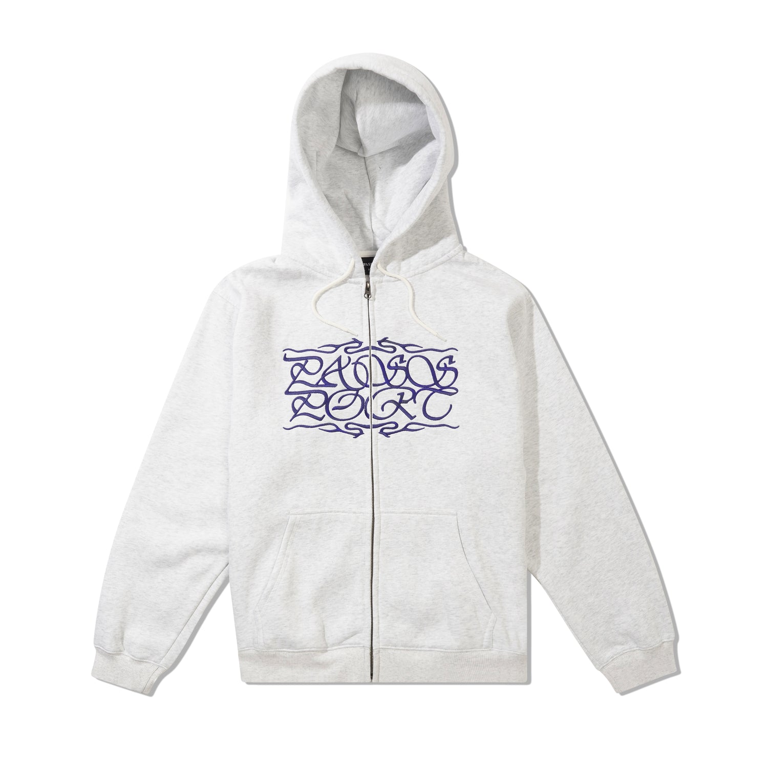 Calligraphy Zip Hood, White Marle