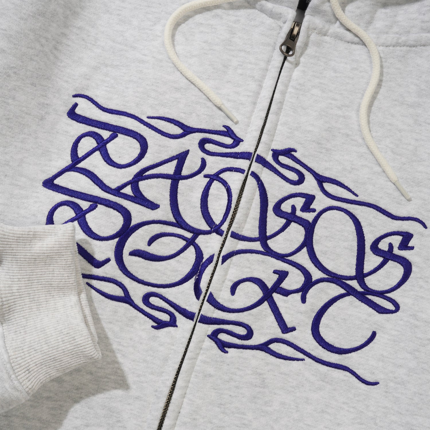 Calligraphy Zip Hood, White Marle