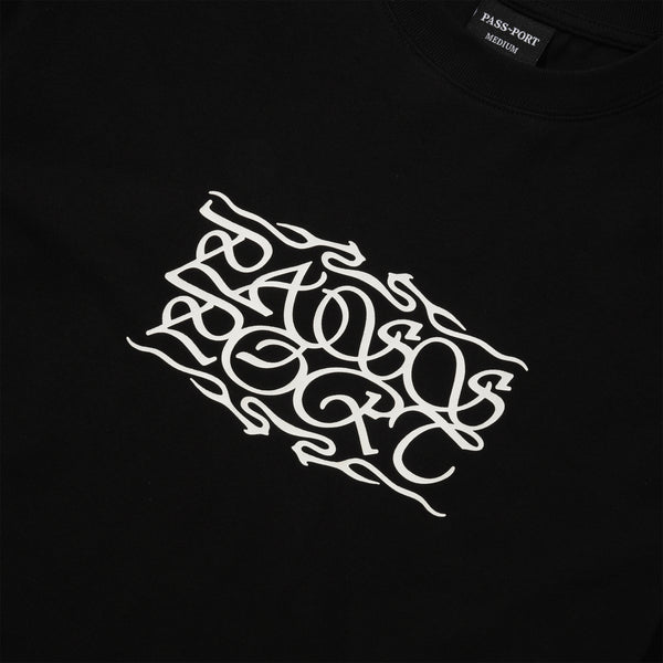Pass~Port Calligraphy Tee, Black