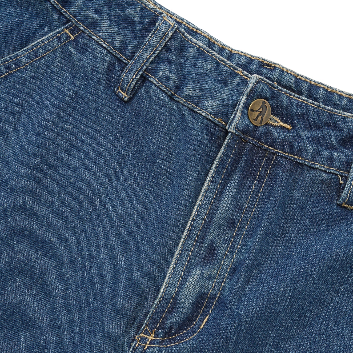 Stone Workers Club Jean Short, Washed Dark Indigo