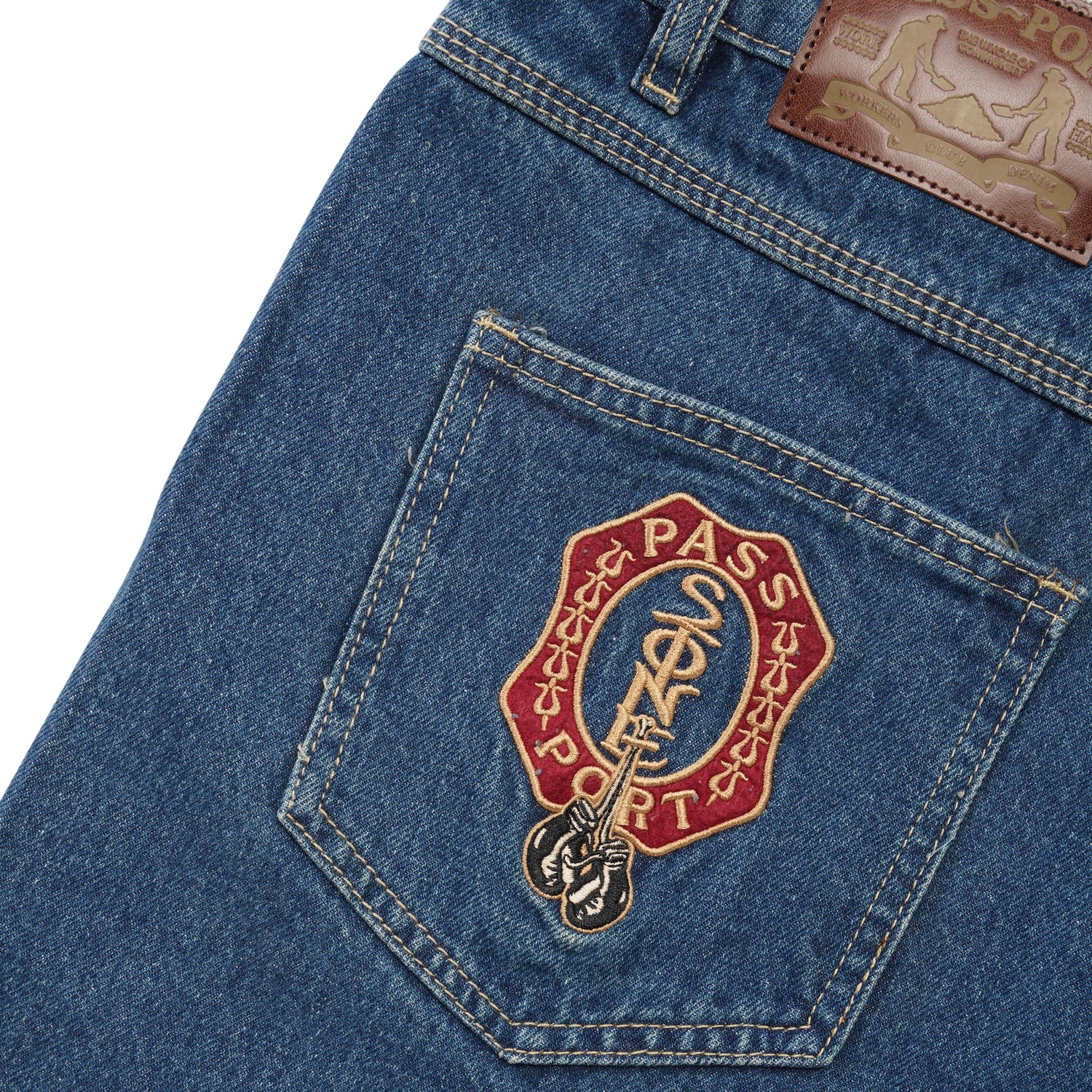 Stone Workers Club Jean Short, Washed Dark Indigo