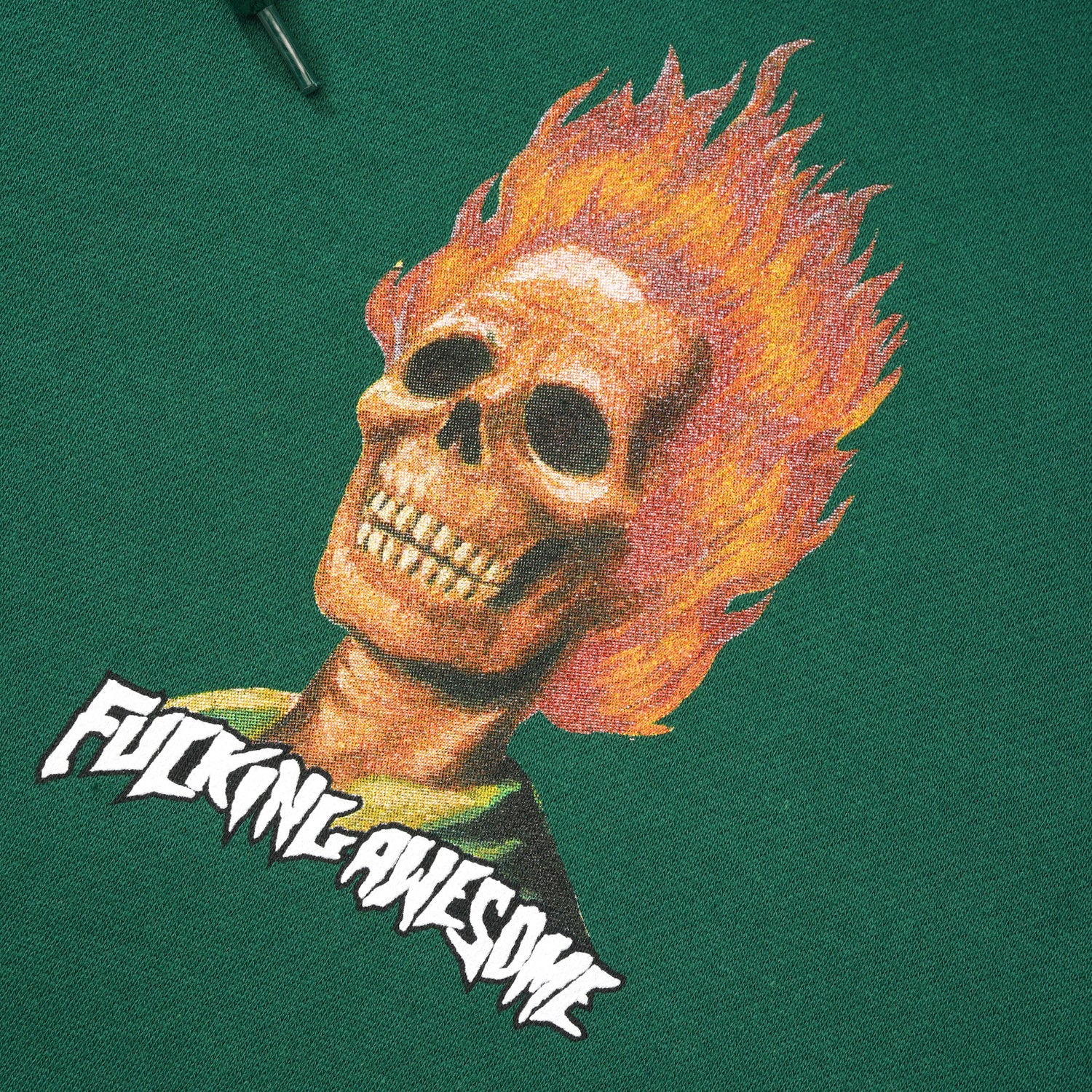 Flame Skull Pullover, Dark Green