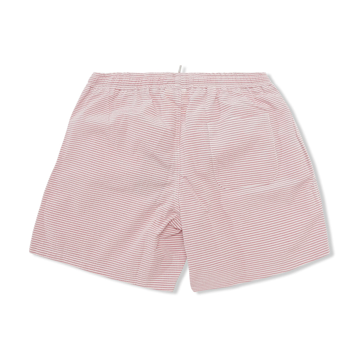 Swim Shorts, Red & White Striped Seersucker